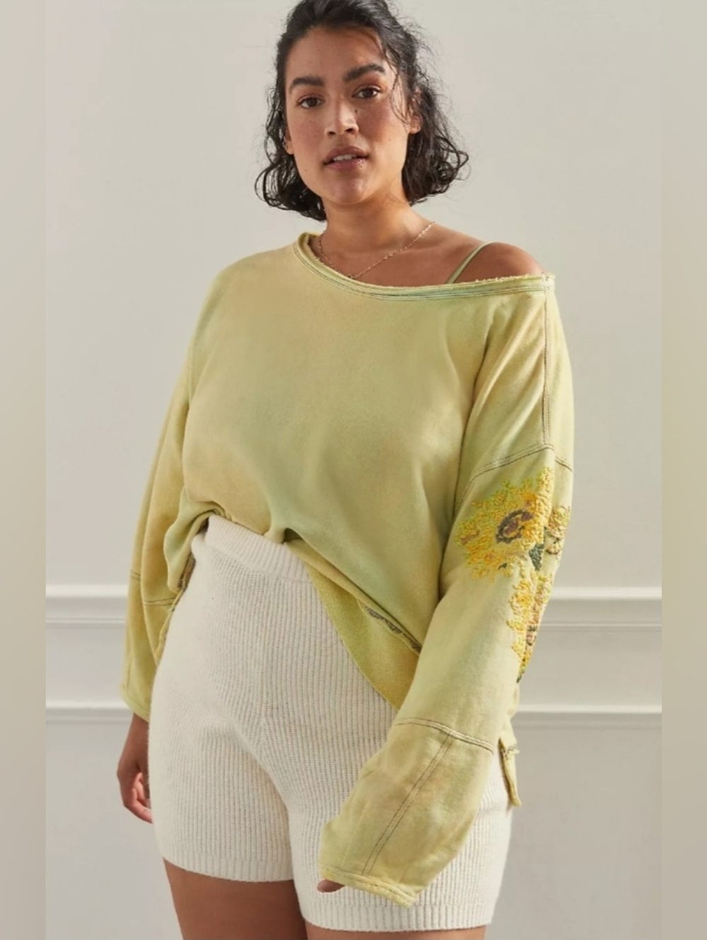 Daily Practice Anthropologie Azalea Tie Dye Sweatshirt Size L Lime Green
